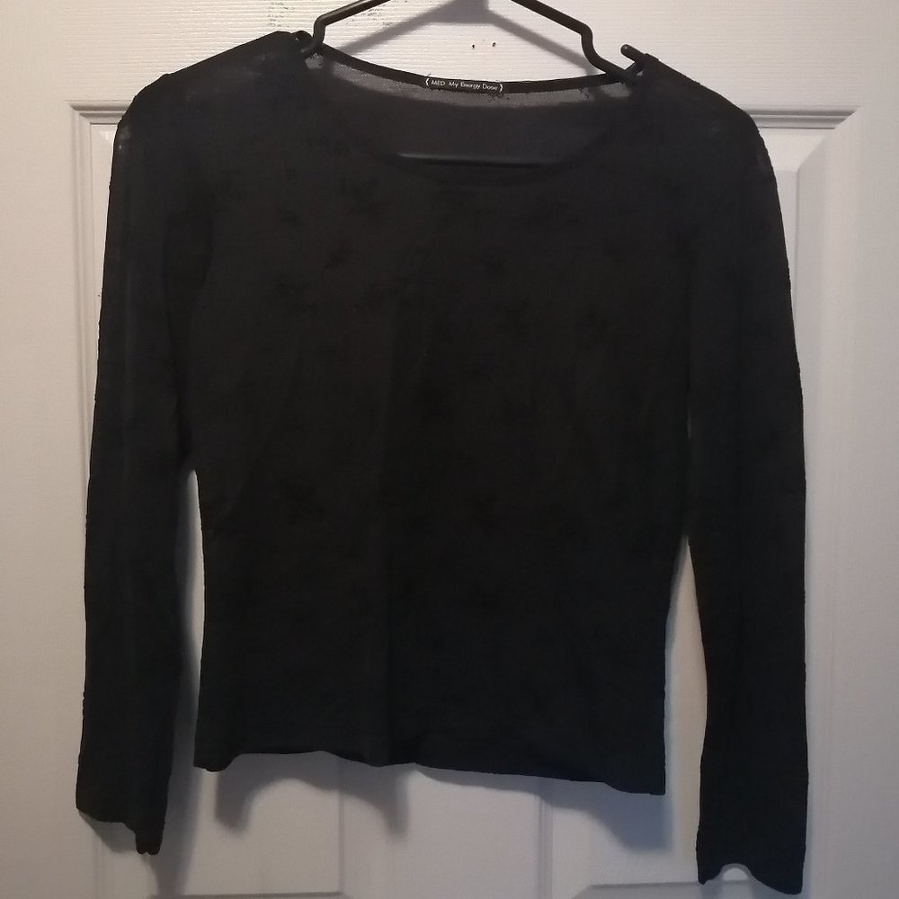 sheer embroidered black crop top